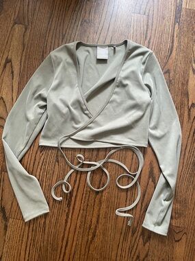 Kith Sage Wrap Crop Long Sleeve Top